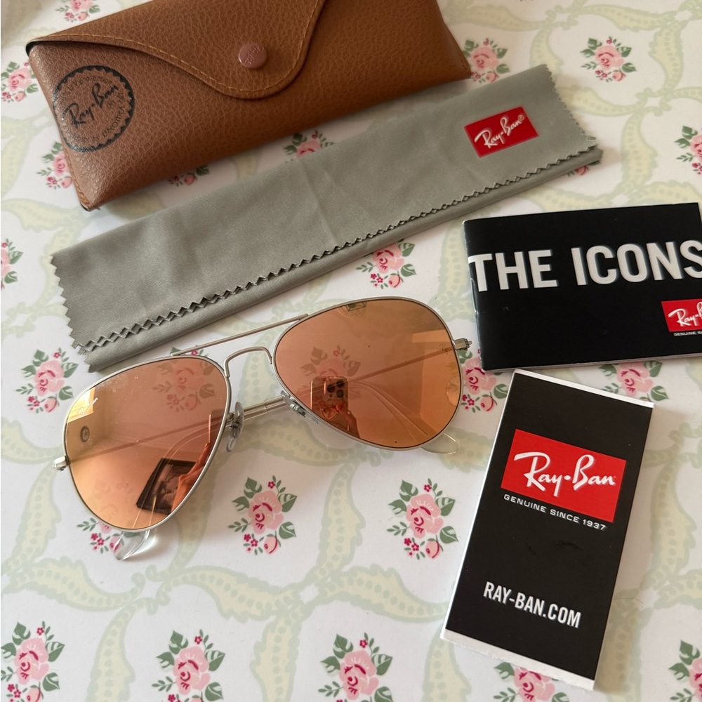Ray-Ban Aviator Flash Lenses Copper Silver frames Rose Gold RB3025 019/Z2 55-14
